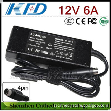 12V 6A 4pin Switching Adapter, LCD/LED Monitor Power Supply